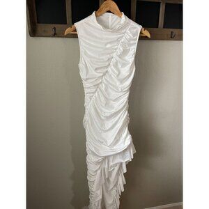 Women's Medium Sexy Ruched Sleeveless Asymmetrical Ruffles Elegant Cocktail Even